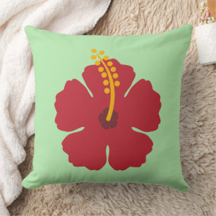 Simple Cute Cartoon Red Hibiscus Flower Cushion