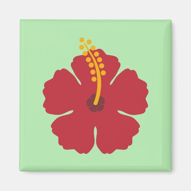 Simple Cute Cartoon Red Hibiscus Flower Magnet (Front)