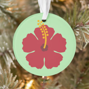 Simple Cute Cartoon Red Hibiscus Flower Ornament