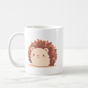 Simple Cute Charming Hedgehog Cartoon Soft Brown Coffee Mug