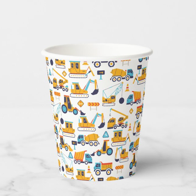 Simple Cute Construction Dump Truck Party Paper Cups (Front)