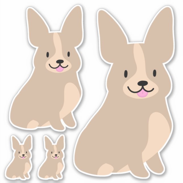 Simple Cute Corgis, Different Sizes, Sticker (Front)