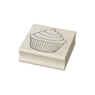 Simple Cute Cupcake Rubber Stamp