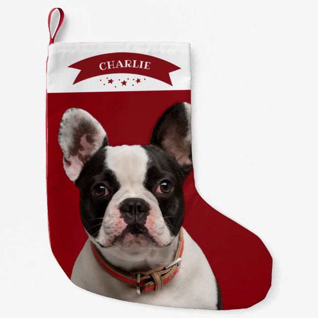 Simple Cute Custom Photo Pet Dog Small Christmas Stocking (Front)