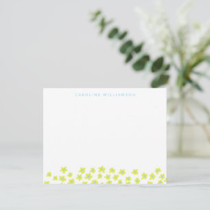 Simple Cute Ditsy Flowers Blue Yellow Personalised Card