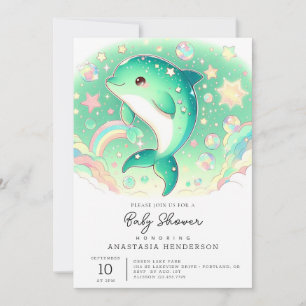 Simple Cute Dolphin Baby Shower Invitation
