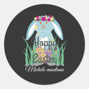 simple cute easter bunny Happy Easter family  Classic Round Sticker