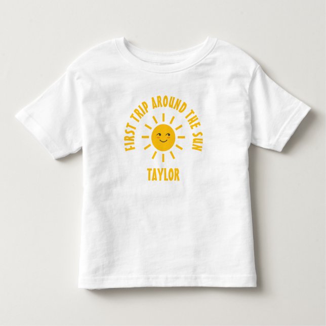 Simple Cute First Trip Around The Sun 1st Birthday Toddler T-Shirt (Front)