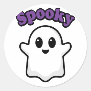 Simple Cute Floating Ghost - Spooky Halloween Cart Classic Round Sticker