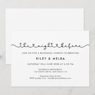 Simple cute font The night before Rehearsal dinner Invitation