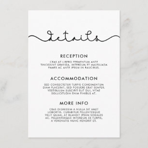 Simple cute font wedding guest information enclosure card