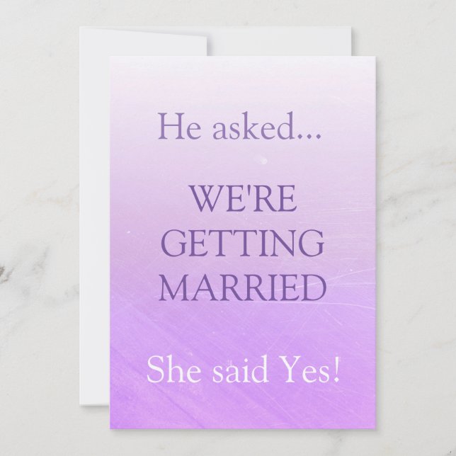 Simple Cute Funny Purple She Said Yes Wedding Invitation (Front)