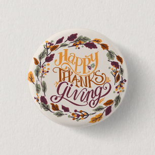  Simple Cute Happy Thanksgiving Pumpkin Fall 3 Cm Round Badge