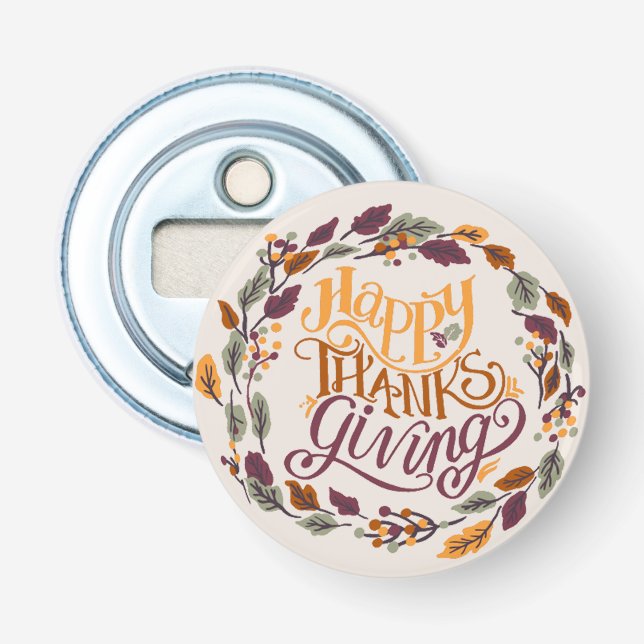  Simple Cute Happy Thanksgiving Pumpkin Fall Bottle Opener (Front)