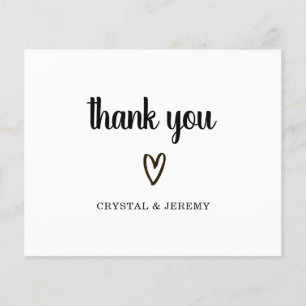 Simple Cute Heart Budget Wedding Thank You Card