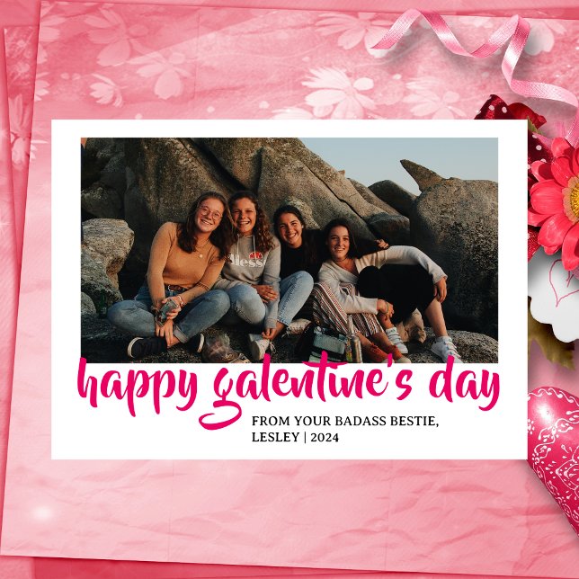 Simple Cute Heart Happy Galentines day bestie Holiday Card (Creator Uploaded)