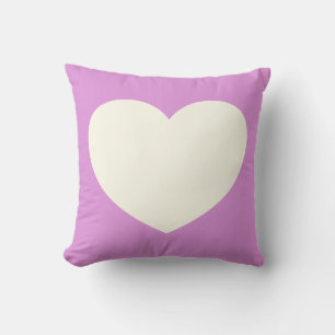Simple Cute Heart Illustration in Pink and White Cushion