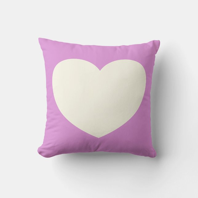 Simple Cute Heart Illustration in Pink and White Cushion (Front)