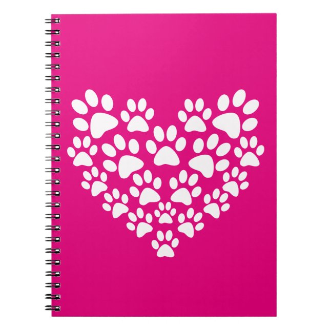 Simple Cute Heart Paw Print Notebook (Front)