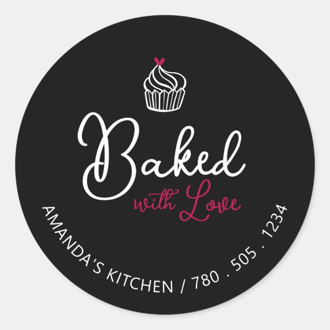 Simple Cute Hearts Baked with Love package sticker (Front)