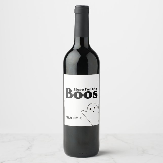Simple Cute Here for the Boos Ghost Wine Label (Front)