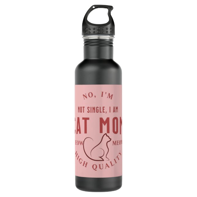 simple cute, i'm not single, i am cat mum gift 710 ml water bottle (Front)
