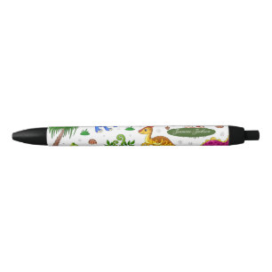 Simple Cute Kids Colourful Dinosaur Black Ink Pen