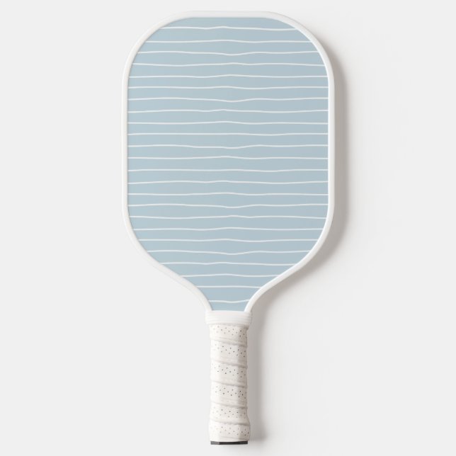 Simple Cute Light Blue Water Texture Wavy Stripe Pickleball Paddle (Front)