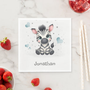 Simple cute little cartoon zebra napkin