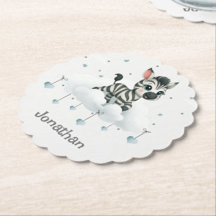 Simple cute little cartoon zebra paper coaster