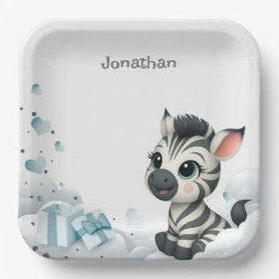 Simple cute little cartoon zebra paper plate
