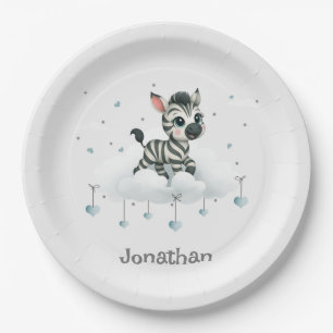 Simple cute little cartoon zebra paper plate