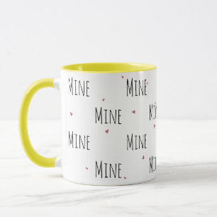 Simple Cute Little hearts + "Mine" text   Love Mug