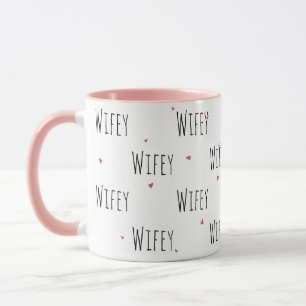 Simple Cute Little Hearts + "Wifey" Text Love Mug