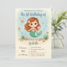 Simple cute little mermaid birthday