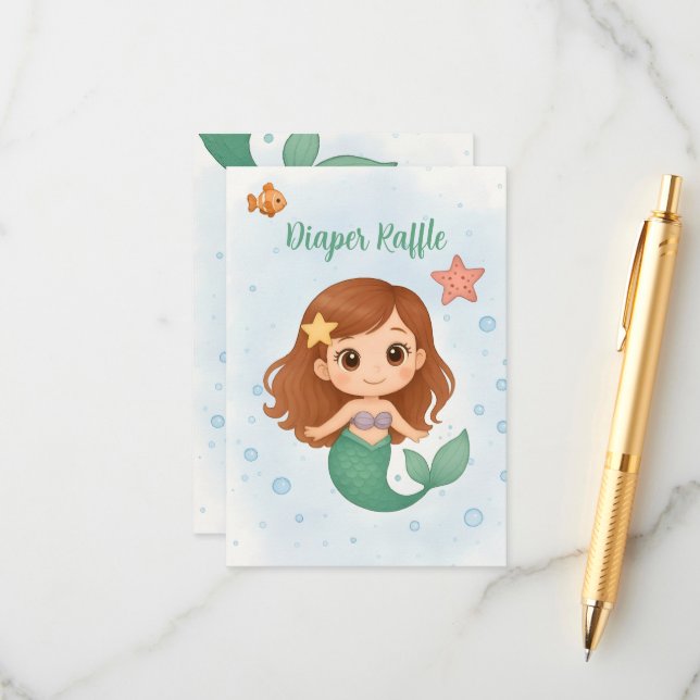 Simple cute little mermaid  enclosure card (Front/Back In Situ)