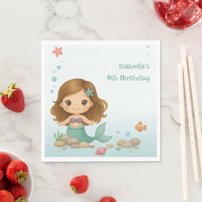 Simple cute little mermaid napkin (Insitu)