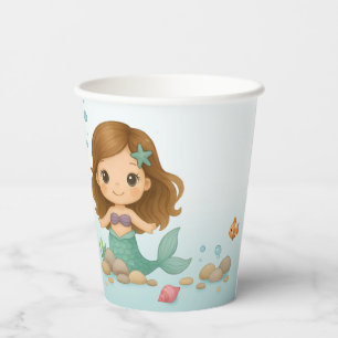 Simple cute little mermaid paper cups