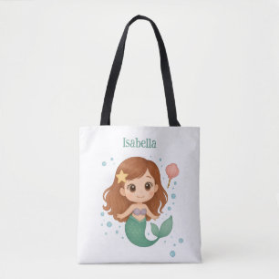 Simple cute little mermaid tote bag