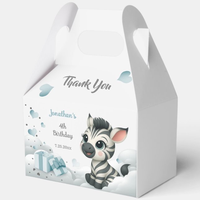 Simple cute little zebra  favour box (Front)