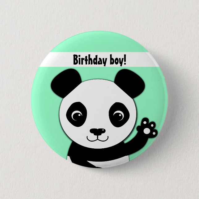 Simple cute panda Birthday boy 6 Cm Round Badge (Front)