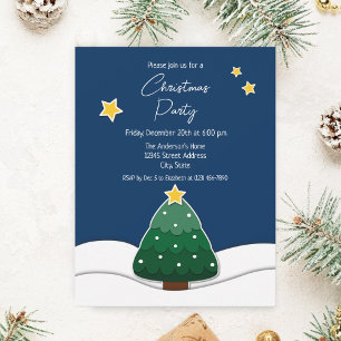 Simple Cute Papercut Christmas Tree Holiday Party Invitation