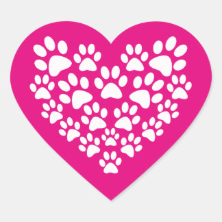 Simple Cute Paw Print Heart Heart Sticker