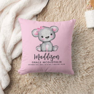 Simple Cute Pink Bear Baby Girl Cushion