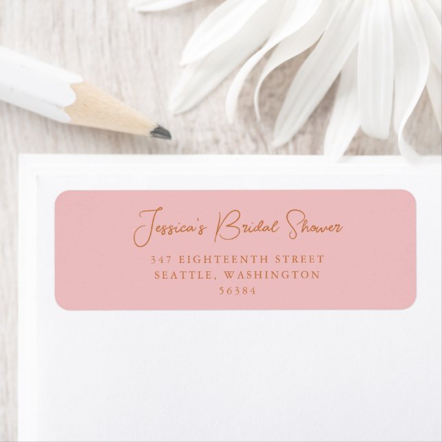 Simple Cute Pink Bridal Shower Return Address Label (Insitu)