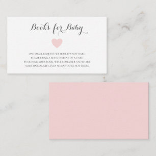 Simple Cute Pink Heart Girl Books for Baby Shower Enclosure Card