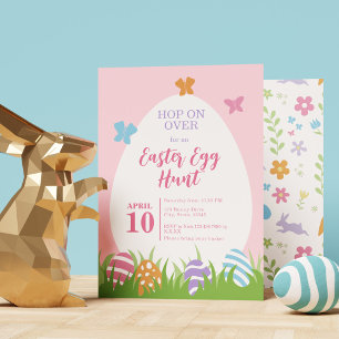 Simple & Cute Pink Pastel Easter Egg Hunt  Invitation