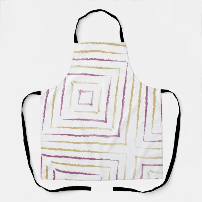 Simple Cute Purple & Golden Stripes Apron (Front)