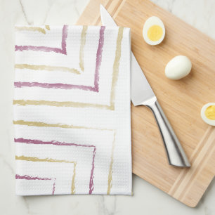 Simple Cute Purple & Golden Stripes Tea Towel
