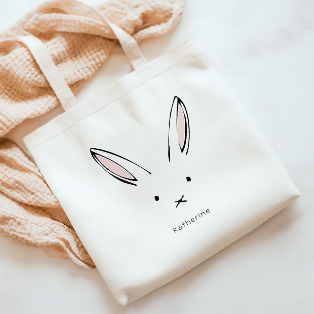 Simple Cute Rabbit Girly Personalized Tote Bag (Creator Uploaded)